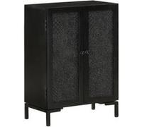 Buffet noir 55x30x77 cm bois massif de manguier et fer Noir G