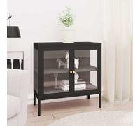 Buffet Noir 70x35x70 cm Acier et verre336064