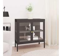 Buffet Noir 70x35x70 cm Acier et Verre Armoire Latérale Rangement vidaXL