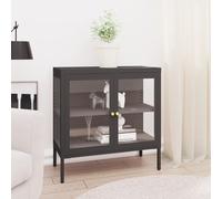 Buffet Noir 70x35x70 cm Acier et Verre Armoire Latérale Rangement vidaXL