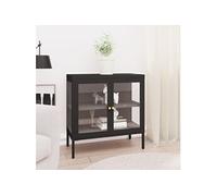 Buffet Noir 70x35x70 cm Acier et Verre Armoire Latérale Rangement vidaXL