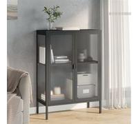 vidaXL Buffet noir 75 x 35 x 105 cm en verre et acier