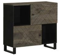 vidaXL Buffet noir 80x33x75 cm bois massif de manguier