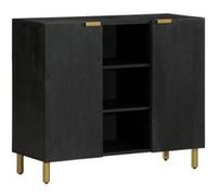 Buffet noir 90x33x75 cm bois d ingénierie G