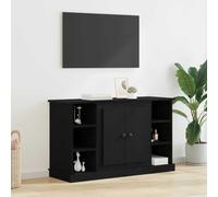 Buffet noir aspect chêne en bois 100 x 35,5 x 60 cm avec 2 portes, espace de rangement spacieux, armoire élégante pour cuisine et salle à manger, solution de rangement pratique pour le salon