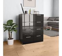 Buffet noir brillant 60x35x80 cm bois composite