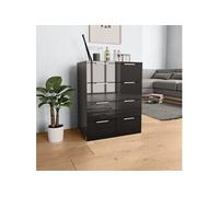 Buffet Noir brillant 60x35x80 cm Bois d ingénierie