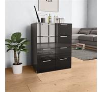 Buffet Noir brillant 60x35x80 cm Bois d ingénierie Noir G