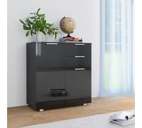 Buffet noir brillant 71x35x80 cm bois composite