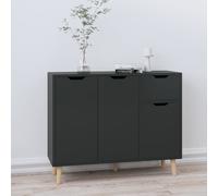 Buffet noir brillant 90x30x72 cm bois composite