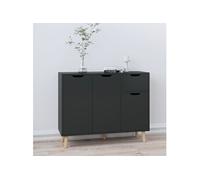 Vidaxl Buffet Noir Brillant 90x30x72 Cm Aggloméré Noir