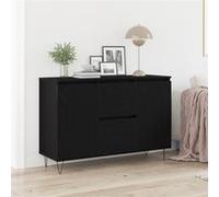 Buffet Noir Chêne 101,5x35x70 cm Bois d ingénierie