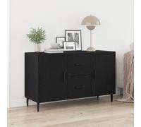 Buffet Noir Chêne Vidaxl 100x36x60 Cm En Bois D'ingénierie Noir