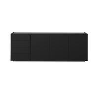 Buffet noir laqué brillant 3 portes 4 tiroirs L200 cm ISAURE