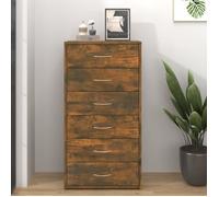 Buffet Avec 6 Tiroirs Chêne Fumé 50X34X96 Cm Bois D'ingénierie
