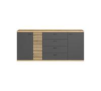 Buffet Norris En panneau de particules Chene blond anthracite 3 portes 3 tiroirs