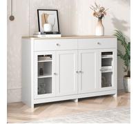 Buffet - OKWISH - Grain De Bois - 4 Portes - 2 Tiroirs - Contemporain Design - 120 cm