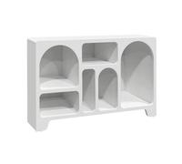 sweeek | Buffet organique plusieurs niches 6 compartiments buffet bas effet bois blanc 120cm Blanc G