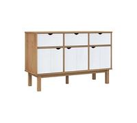 Buffet OTTA Marron et blanc 114x43x73,5 cm Bois massif pin