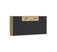 Buffet PILVI Style contemporain Particules mélaminé Décor Chene et 4 portes 2 tiro