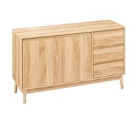 Paris Prix - Buffet bas "Abana" - Design - 120 cm - Naturel - 2 portes, 3 tiroirs