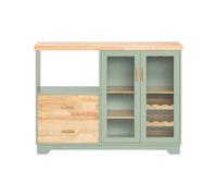 Buffet Placard Avec 2 Portes Vitrées Effet Bois Vert Vert