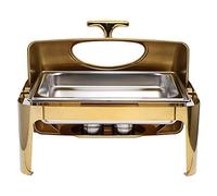 Buffet Plus réchauffeur de Nourriture électrique R avec couvercles en Verre Roule des radiateurs d'aliments dorés pour Le Plateau Buffet Gardez Les Aliments au Chaud 400W, Couleur