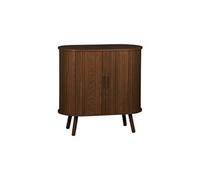 sweeek | Buffet portes 2 coulissantes avec étagère effet bois rainuré buffet bas L 80 x P 40 x H 80cm G