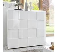 Buffet - MILANO - 2 portes - Blanc laqué brillant - 121 x 42 x 111 cm