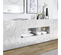 Buffet PRISMA 2 portes 4 tiroirs, coloris blanc