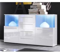 Buffet Punch avec Armoire + Buffet Blanc Brillant - TREND TEAM - 1119-873-01 - 2 portes - 4 tiroirs - LED