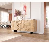Buffet Puzzle 175 cm chêne naturel 3 portes pied flottant métal noir