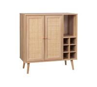 sweeek - Buffet Range Bouteilles Portes en cannage et décor Bois avec casiers. Buffet Haut. vaisselier. 83cm