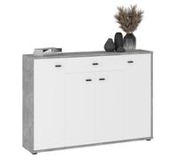 Buffet RAVODA 4 portes 1 tiroir, 117x85x30 cm, Meuble de Rangement avec Étagères et Tiroir pour Salon ou Salle à manger, Blanc