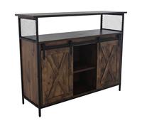 Buffet Relaxdays Portes coulissantes, HxLxP 80×100×33 cm, 6 niches, Rangement Cuisine et Salon, Brun/Noir