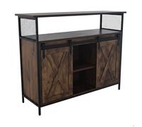 Buffet Relaxdays portes coulissantes, HxLxP 80×100×33 cm, 6 niches, rangement cuisine et salon, brun/noir