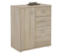 Buffet REMY, commode meuble de rangement avec 2 tiroirs et 2 portes, en mélaminé décor chêne sonoma