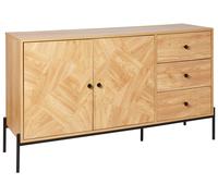 Buffet Rétro avec Tiroirs Portes en Bois d'Ingénierie Rangement Base en Mét