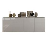 Buffet - RICCIONE - Blanc laqué brillant - 4 portes - 241 x 42 x 84 cm