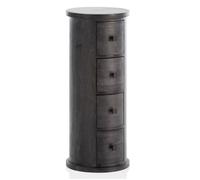 Buffet Ronde WOHNLING - Bois Massif - 4 Tiroirs - Noir - Meuble de chambre