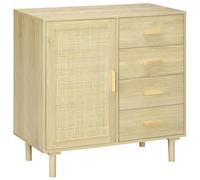 Buffet rotin - HOMCOM - placards à porte cannage et 4 tiroir - 80 x 38 x 80,5 cm - effet bois naturel