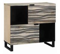 Buffet rustique en bois de manguier - vidaXL - 80x33x75 cm - Blanc - Bois de manguier massif - 2 étagères - 2 portes