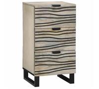 Buffet rustique en bois de manguier - vidaXL - Blanc et Noir - 40x33x75 cm - Bois de manguier massif - Pieds en fer noir