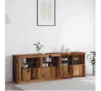 Buffet rustique - vidaXL - Vieux bois - LED - 202x37x67 cm - 6 portes coulissantes