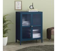 Buffet 'Säkylä' acier avec 2 portes vitrées striées 84 x 64 x 35 cm bleu marine
