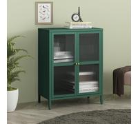 Buffet 'Säkylä' acier avec 2 portes vitrées striées 84 x 64 x 35 cm vert sapin