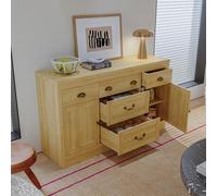 Buffet Salle a Manger Bois,Buffet Bas Meubles De Rangement pour Salon avec 2 Portes et 5 tiroirs Commode Basse Bahut De Salle a Manger Meuble de Rangement Cuisine avec Tiroir pour Couloir Salon Entrée