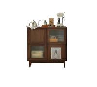 Buffet Salle a Manger Buffet Bas en Bois Massif Couleur Noyer 90 cm, Table de Rangement Style Vintage, Adapté à la Cuisine, Salon, Chambre etc Bahut