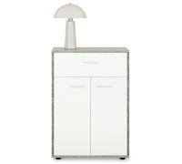 IDIMEX Buffet Salle à Manger Calais L 60 cm Coloris béton et Blanc avec 2 Portes bahut Bas Meuble de Rangement Style Moderne Commode vaisselier 60 x 84 x 30 cm