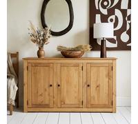 Buffet salle à manger CANCUN L 135 cm en bois massif finition laquée avec 3 portes battantes, meuble de rangement bas style maison de campagne bahut vaisselier commode pratique 135 x 80 x 40 cm